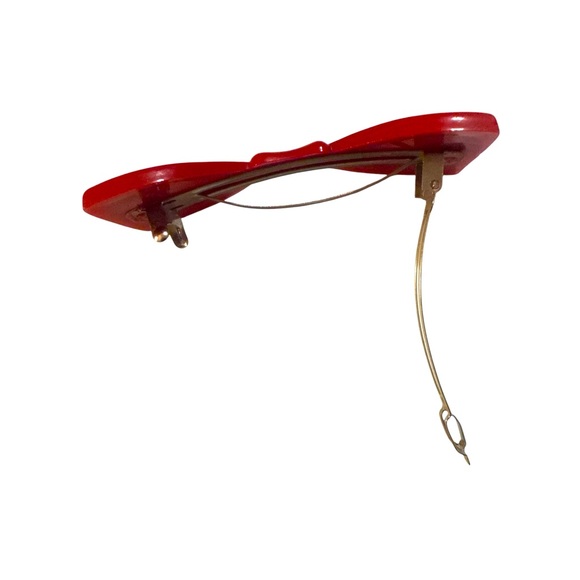 Vintage Cherry Red Bow Barrette for a Mod or Rockabilly Gal, Made in France, NOS - Picture 4 of 5